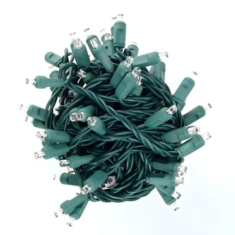 70 5mm Warm White DreamSpark® Slow Fade LED Christmas Lights, 4" Spacing, Green Wire