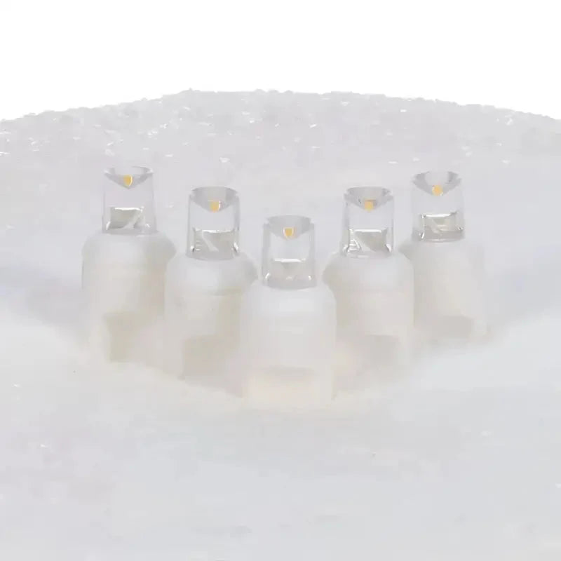 70 5mm Warm White LED Christmas Lights, 4" Spacing, White Wire