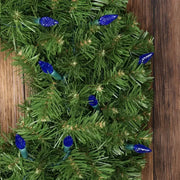 70 C6 Blue LED Christmas Lights, 4" Spacing, Green Wire