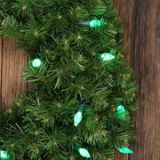 70 C6 Green LED Christmas Lights, 4" Spacing, Green Wire