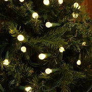 70 G12 Warm White LED Christmas Lights, 4" Spacing, Green Wire