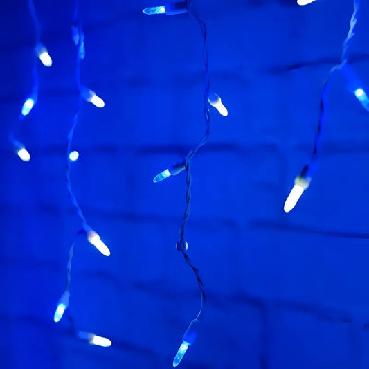 70 M5 Blue, Cool White LED Icicle Lights, White Wire [CLOSEOUT]