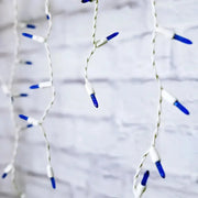 70 M5 Blue LED Icicle Lights, White Wire