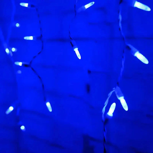 70 M5 Blue LED Icicle Lights, White Wire