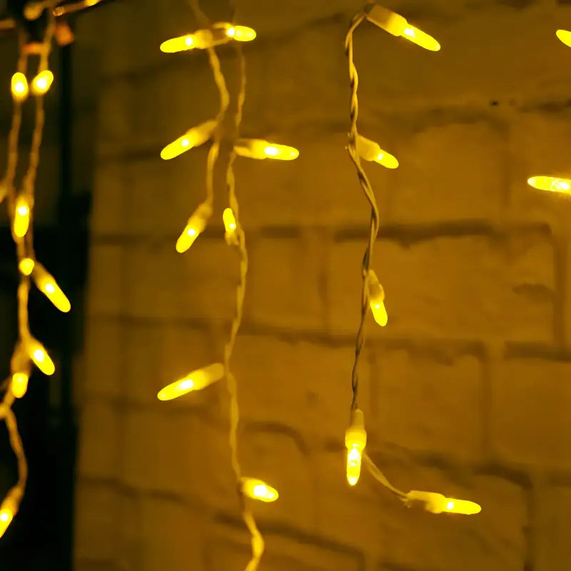 70 M5 Gold LED Icicle Lights, White Wire [CLOSEOUT]