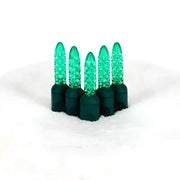 70 M5 Green LED Christmas Lights, 4" Spacing, Green Wire