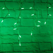 70 M5 Green LED Icicle Lights, White Wire [CLOSEOUT]