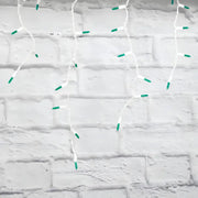 70 M5 Green LED Icicle Lights, White Wire [CLOSEOUT]