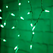 70 M5 Green LED Icicle Lights, White Wire [CLOSEOUT]
