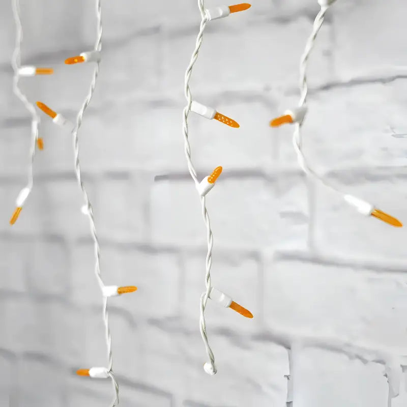 70 M5 Orange DreamSpark® Slow Fade LED Icicle Lights, White Wire [CLOSEOUT]