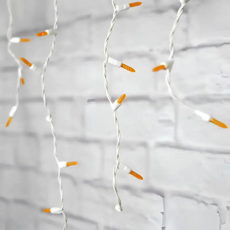 70 M5 Orange LED Icicle Lights, White Wire [CLOSEOUT]