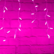 70 M5 Pink LED Icicle Lights, White Wire [CLOSEOUT]
