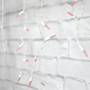 70 M5 Pink LED Icicle Lights, White Wire [CLOSEOUT]
