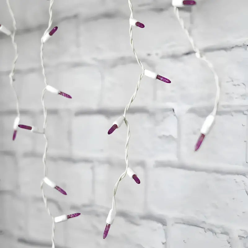70 M5 Purple LED Icicle Lights, White Wire [CLOSEOUT]