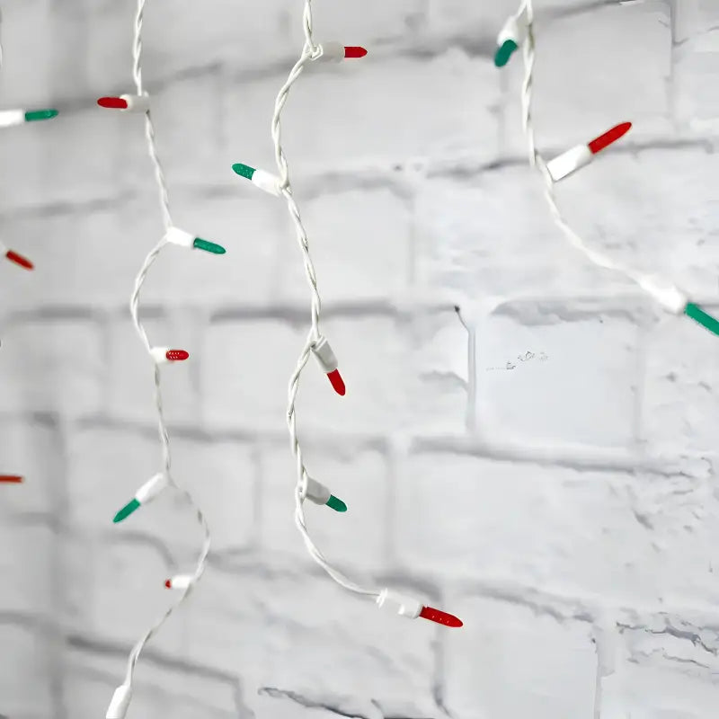 70 M5 Red, Green LED Icicle Lights, White Wire [CLOSEOUT]