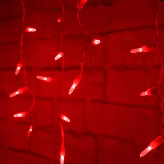70 M5 Red LED Icicle Lights, White Wire [CLOSEOUT]