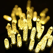 70 M5 Warm White LED Christmas Lights, 4" Spacing, Green Wire