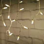 70 M5 Warm White LED Icicle Lights, White Wire
