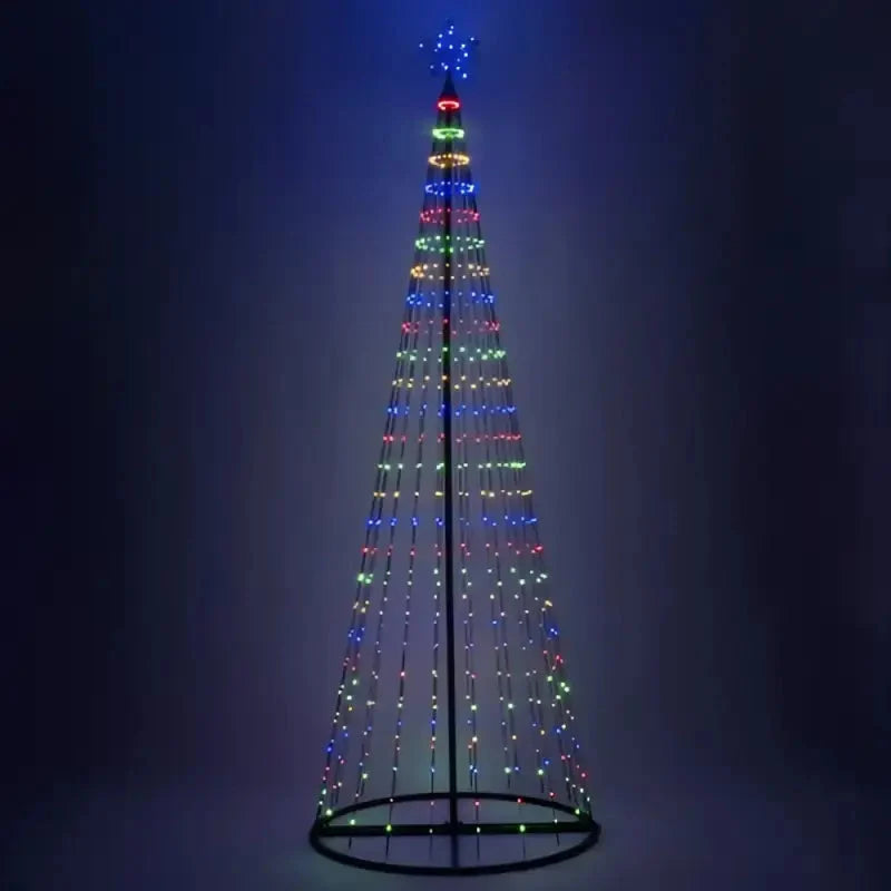 9' Multicolor LED Animated Outdoor Lightshow Tree, Black Frame
