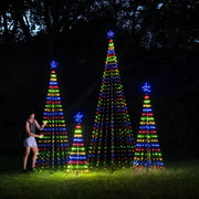 9' Multicolor LED Animated Outdoor Lightshow Tree, Black Frame