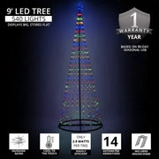 9' Multicolor LED Animated Outdoor Lightshow Tree, Black Frame