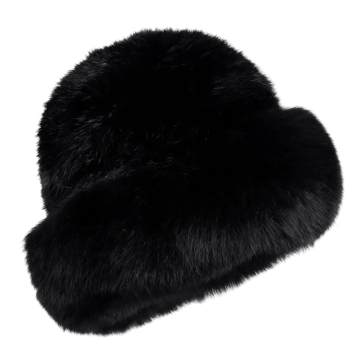 Bernadotte Woman Winter Natural Rabbit Fur Beanie Bucket Hat