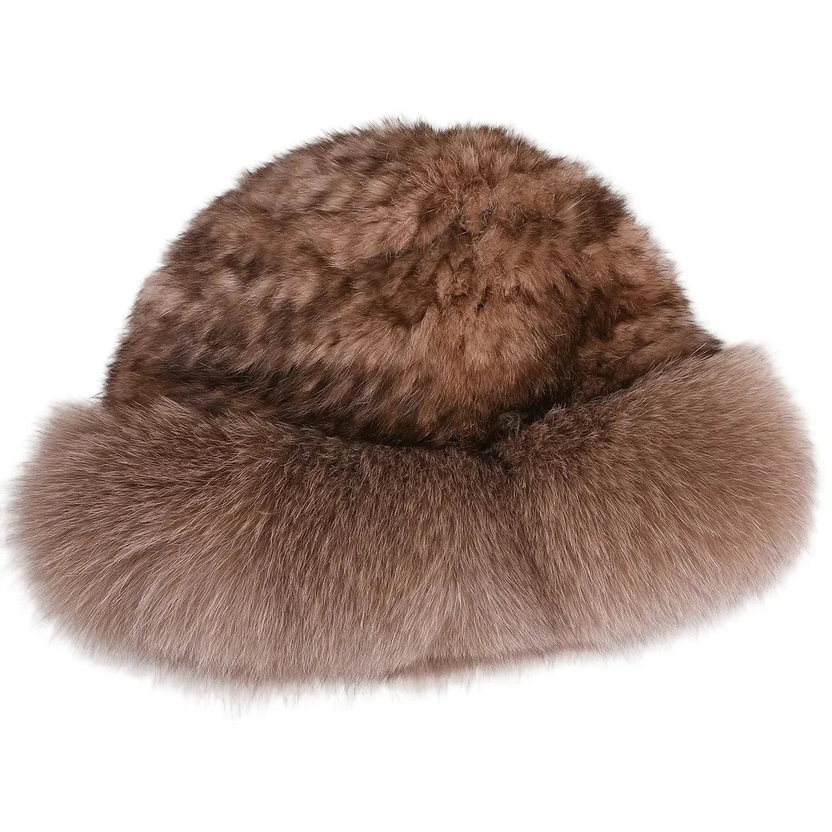 Bernadotte Woman Winter Natural Rabbit Fur Beanie Bucket Hat