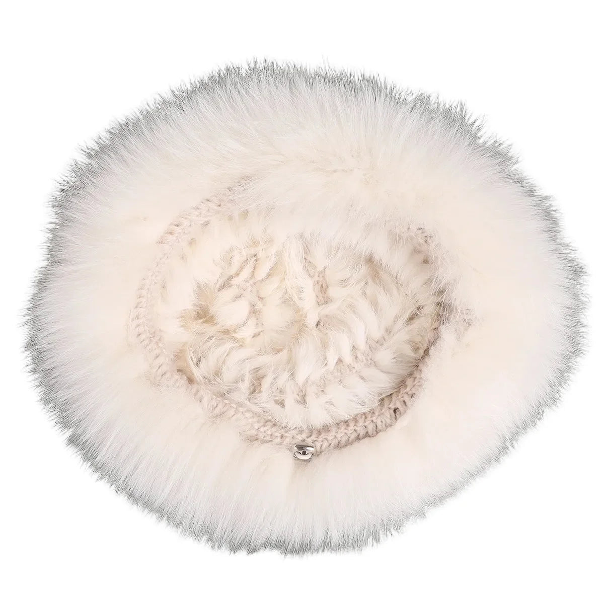 Bernadotte Woman Winter Natural Rabbit Fur Beanie Bucket Hat