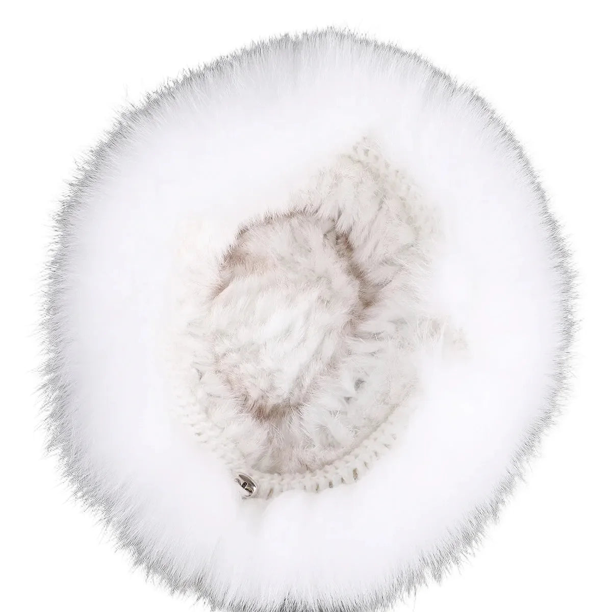 Bernadotte Woman Winter Natural Rabbit Fur Beanie Bucket Hat