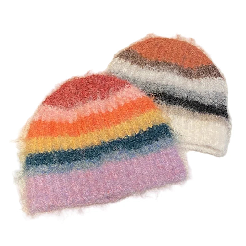 Colorful Gradient Furry Beanie