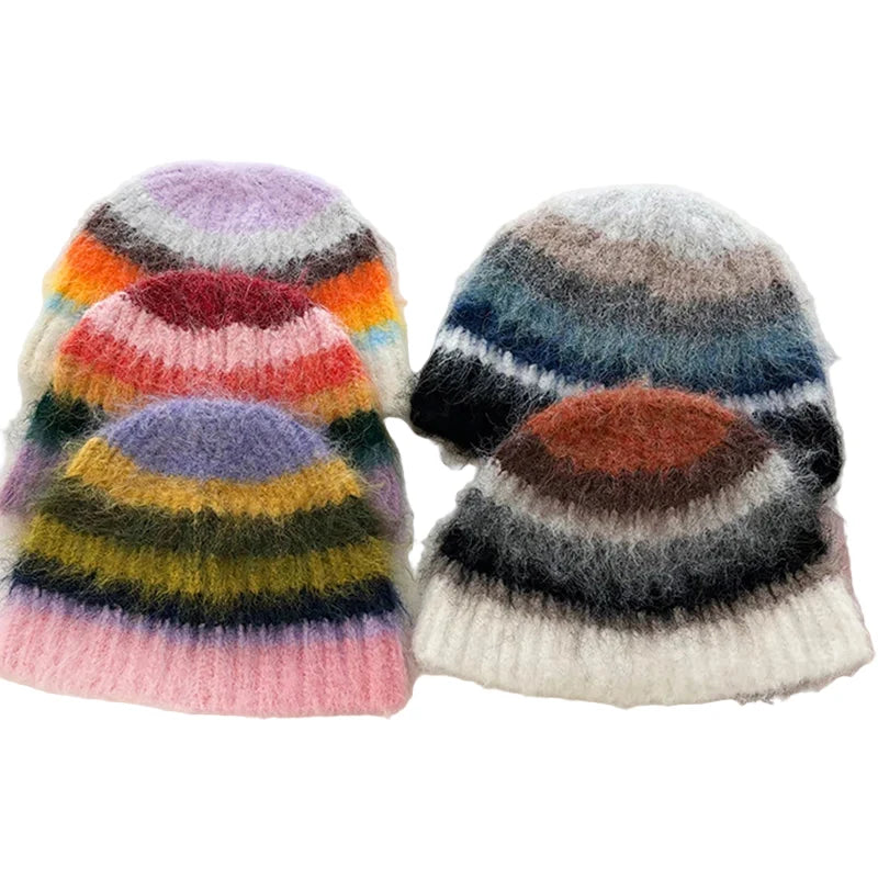 Colorful Gradient Furry Beanie