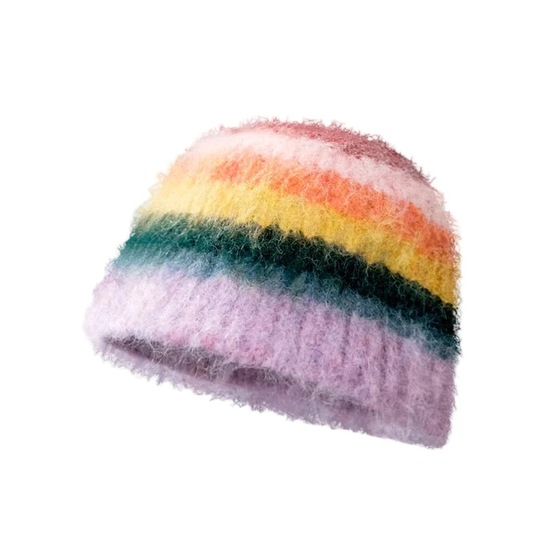 Colorful Gradient Furry Beanie
