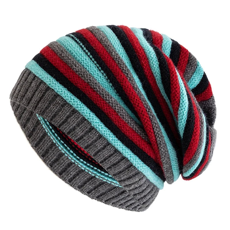 Coraline Slouchy Striped Knitted Beanie