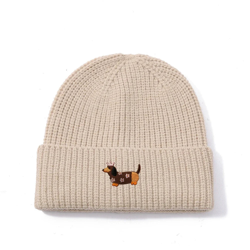 Dachshund Queen Winter Knitted Cotton Beanie