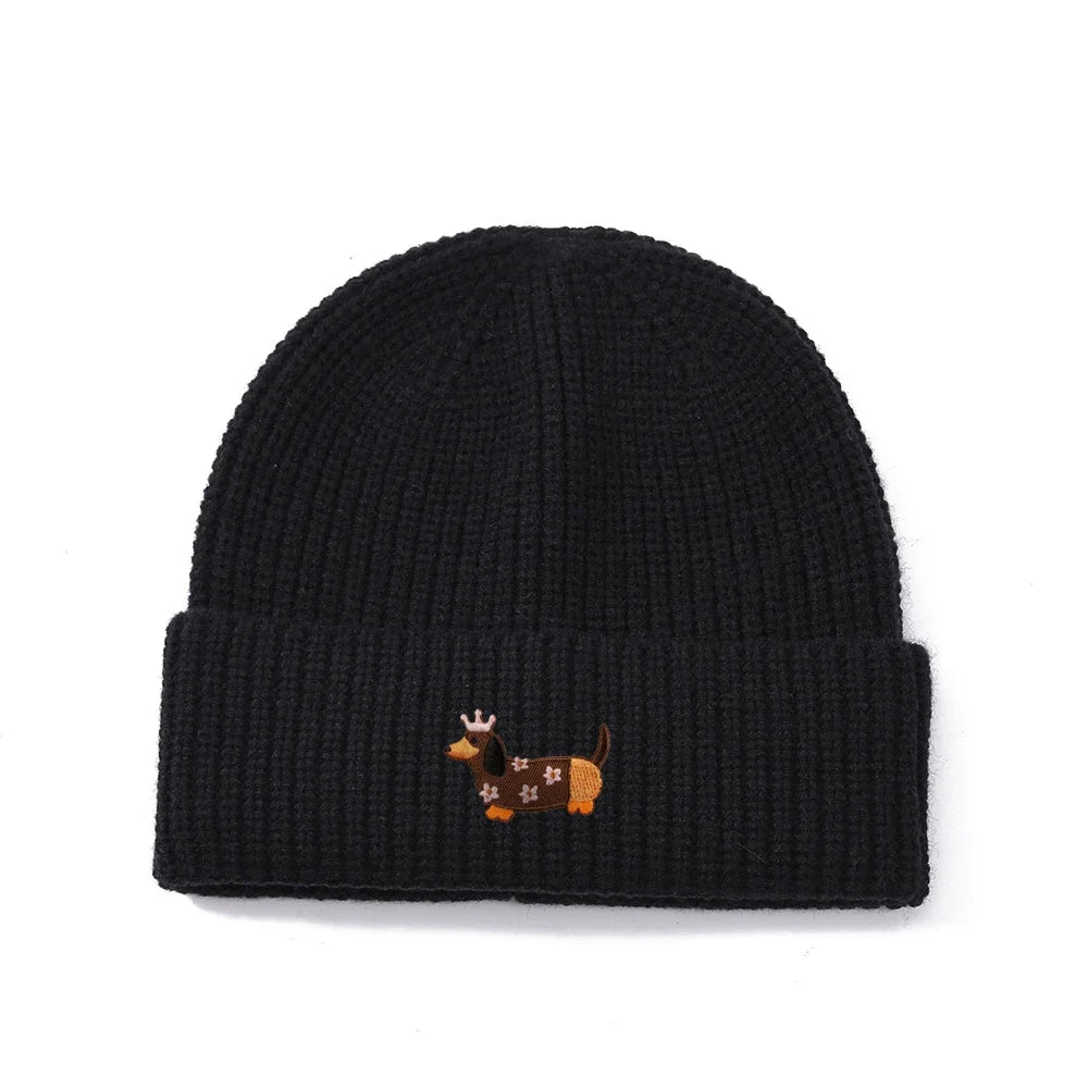 Dachshund Queen Winter Knitted Cotton Beanie