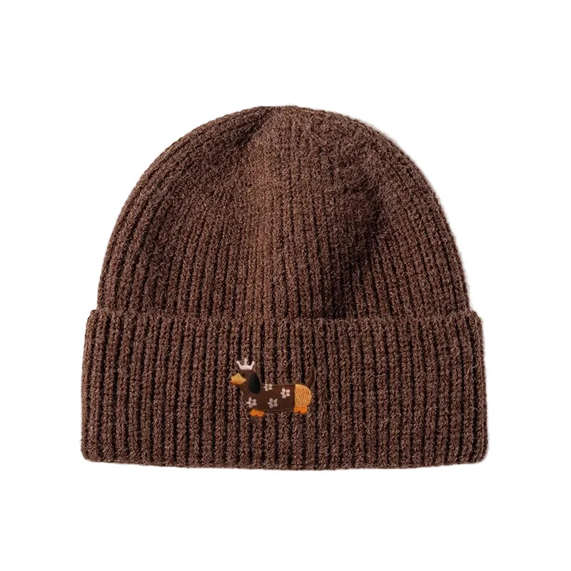 Dachshund Queen Winter Knitted Cotton Beanie