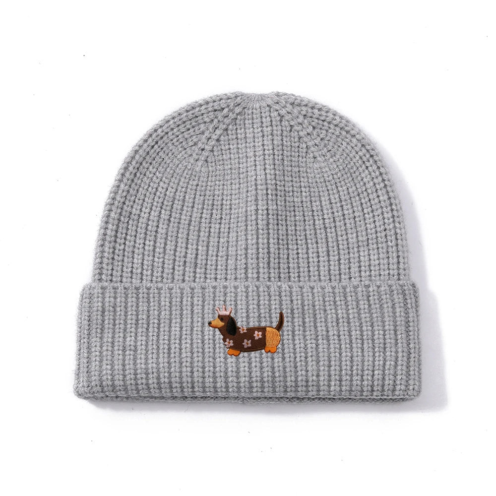 Dachshund Queen Winter Knitted Cotton Beanie