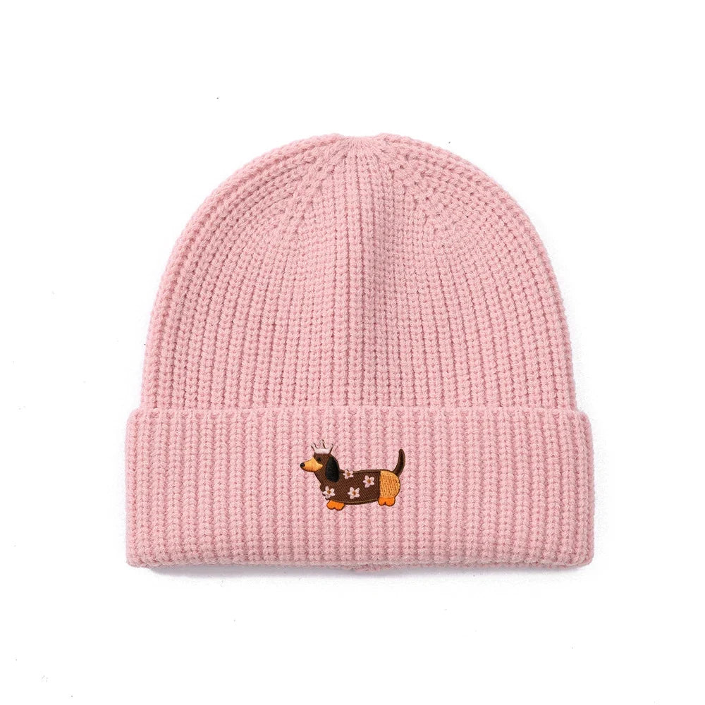 Dachshund Queen Winter Knitted Cotton Beanie