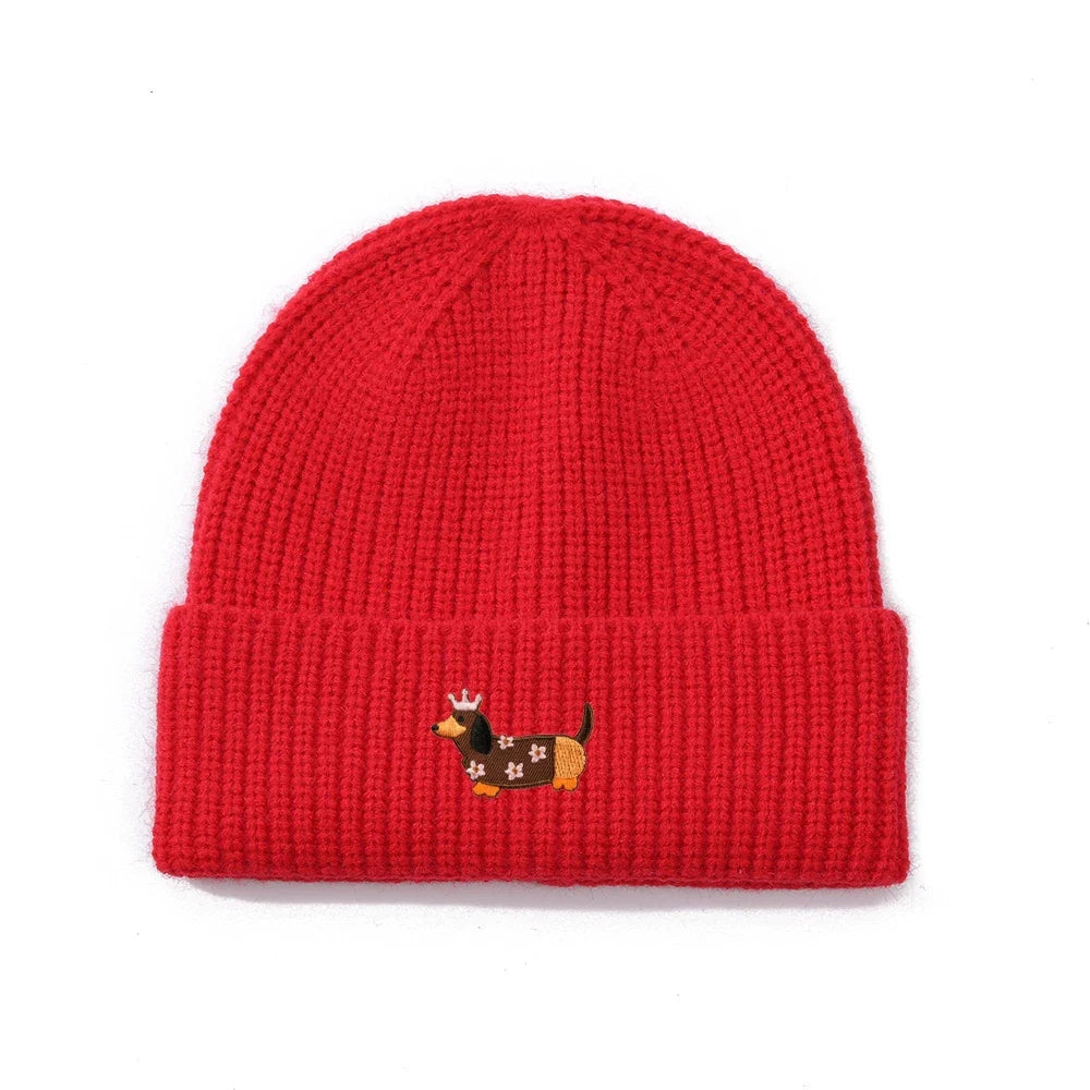 Dachshund Queen Winter Knitted Cotton Beanie