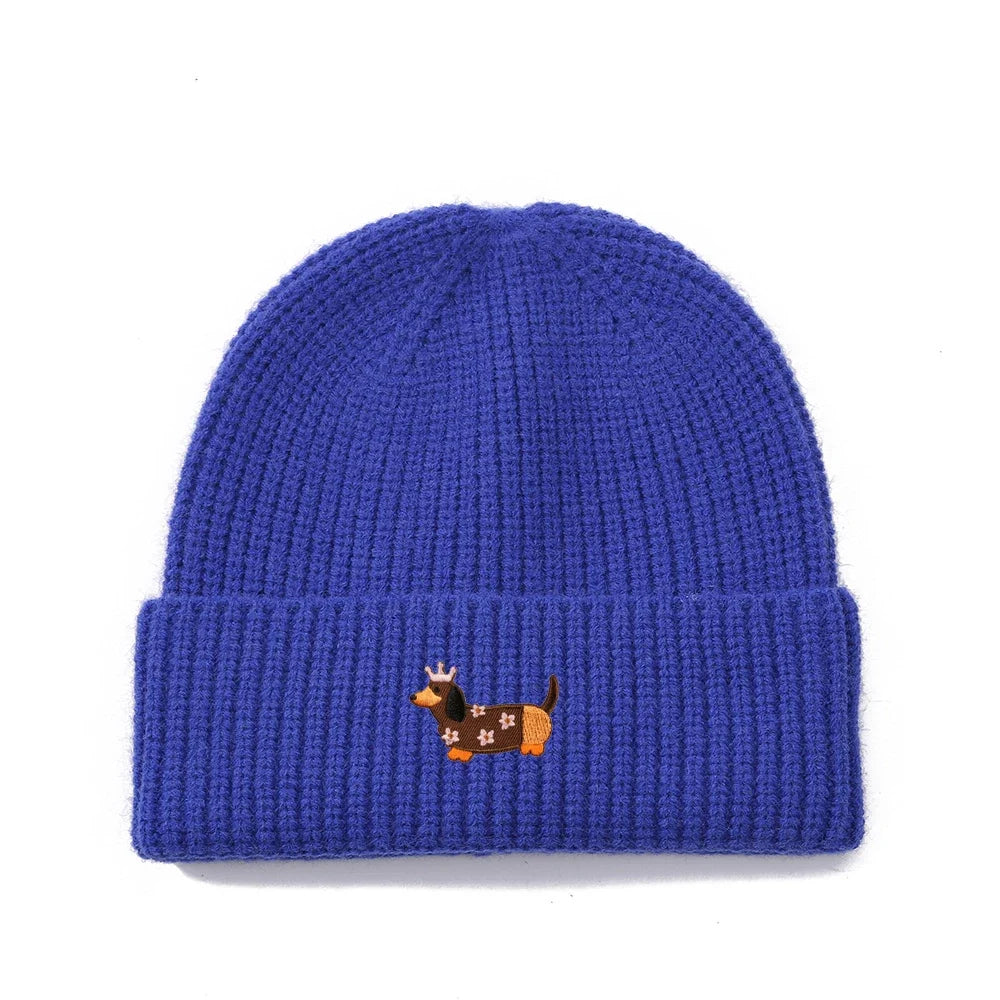 Dachshund Queen Winter Knitted Cotton Beanie