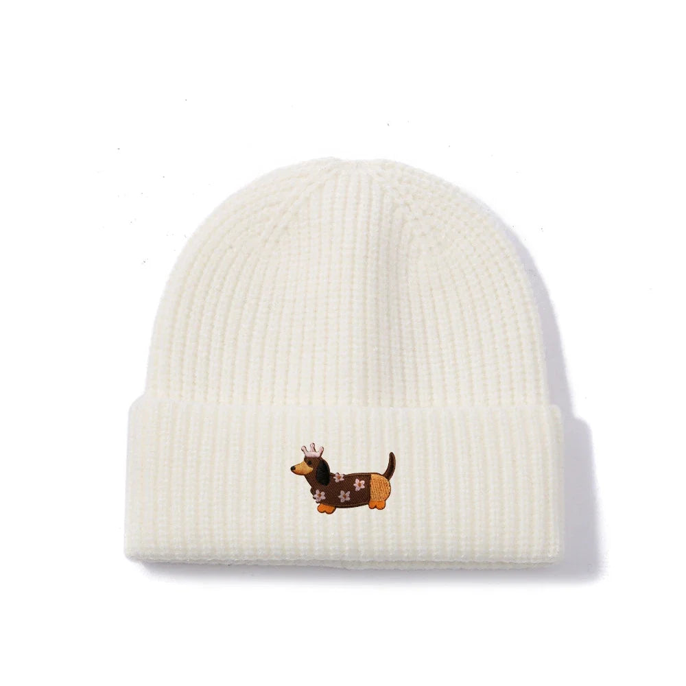 Dachshund Queen Winter Knitted Cotton Beanie
