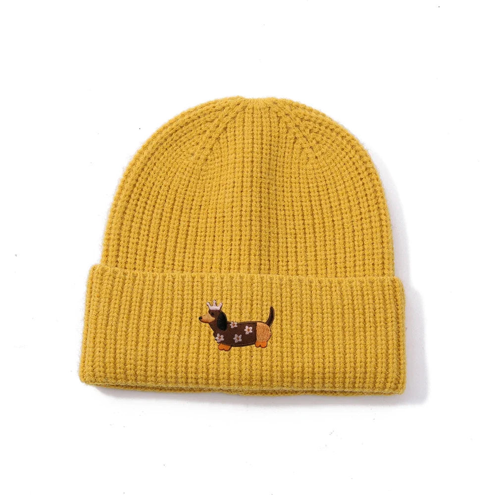 Dachshund Queen Winter Knitted Cotton Beanie