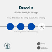 50 5mm Blue and Cool White Dazzle LED Strobe Christmas Lights, 6" Spacing, Green Wire