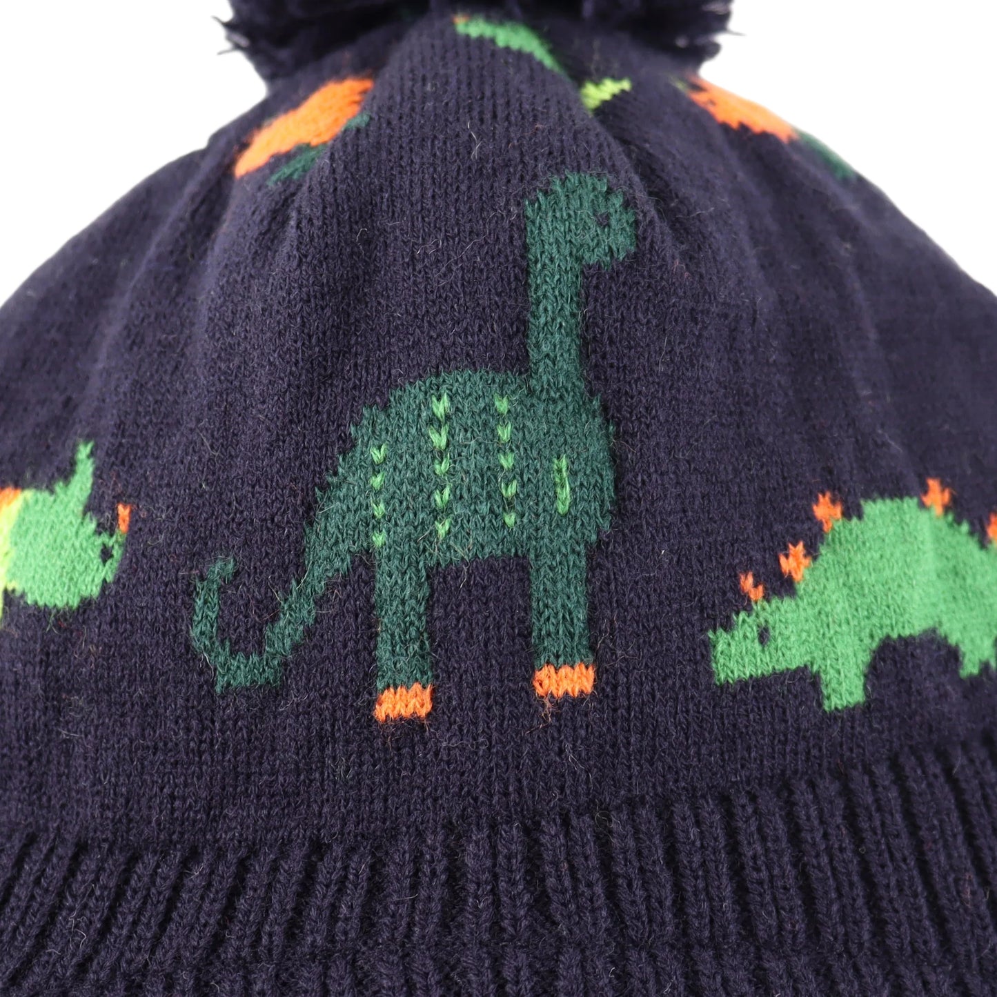 Dinosaurs Kids Winter Earflaps Pom Pom Beanie