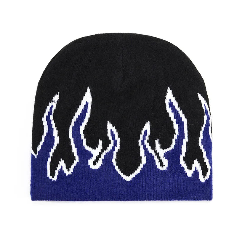Fiery Flames Knitted Skully Beanie