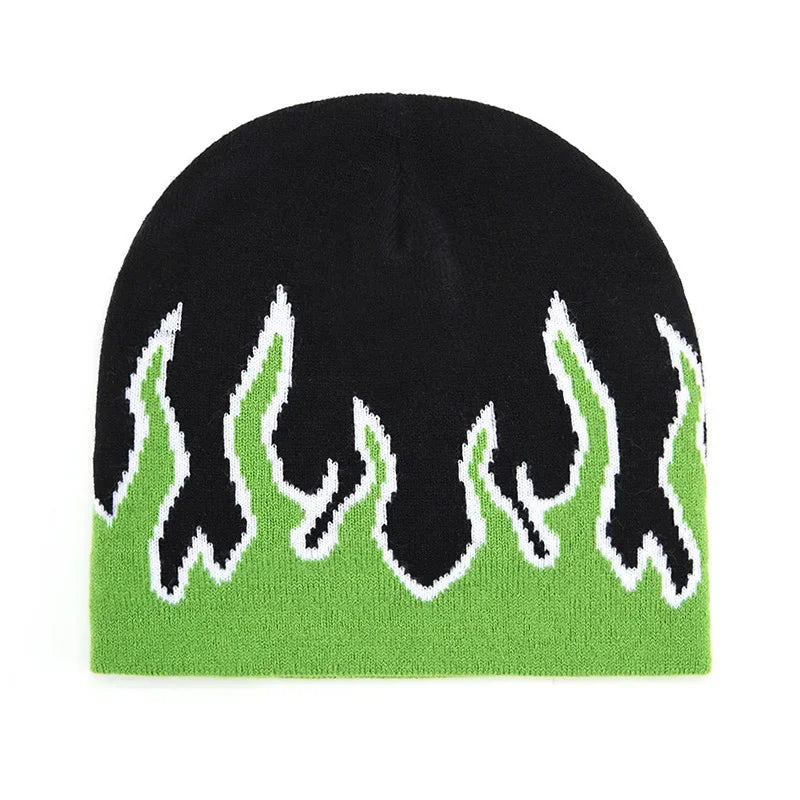 Fiery Flames Knitted Skully Beanie