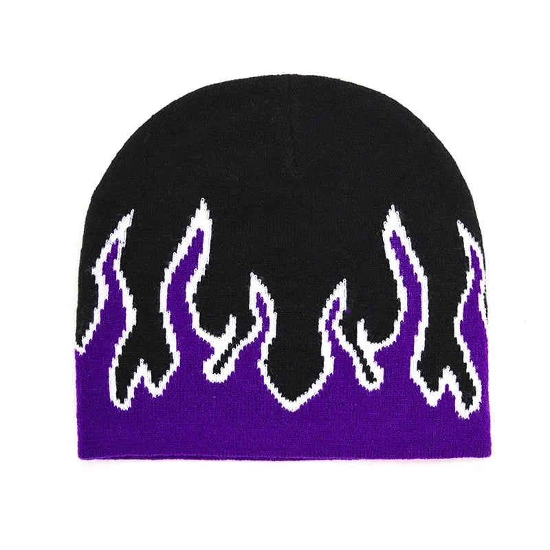 Fiery Flames Knitted Skully Beanie