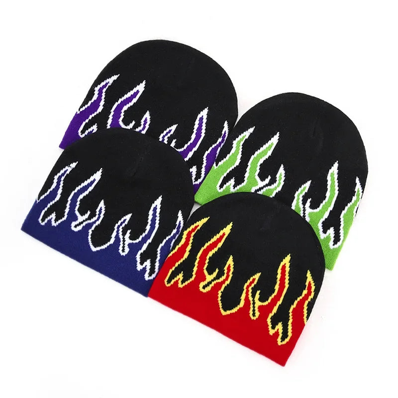 Fiery Flames Knitted Skully Beanie