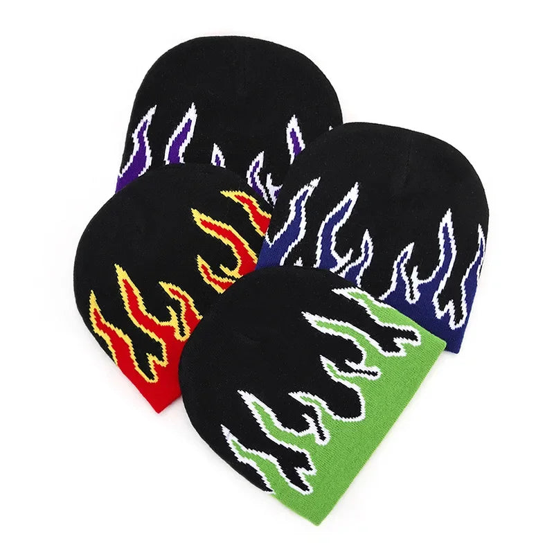 Fiery Flames Knitted Skully Beanie