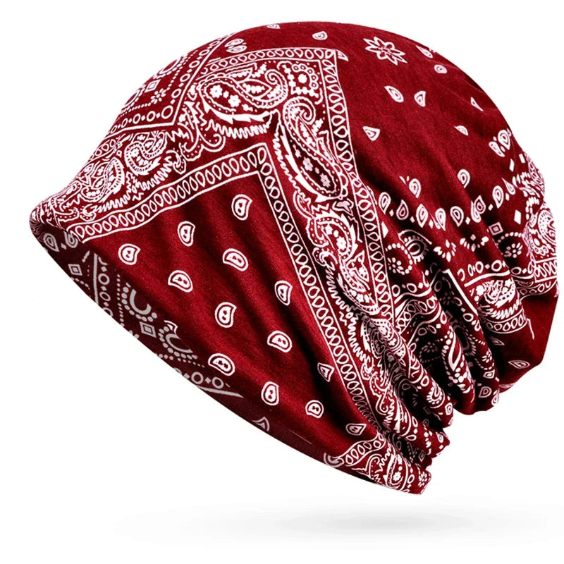 Floral Cashew Cotton Snood Beanie